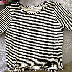 Size Small Work Blouse - Black and White Stripes